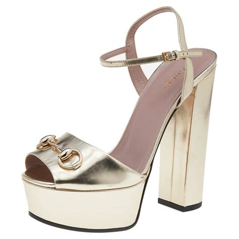 gold gucci shoes heels|gucci gold platform heels.